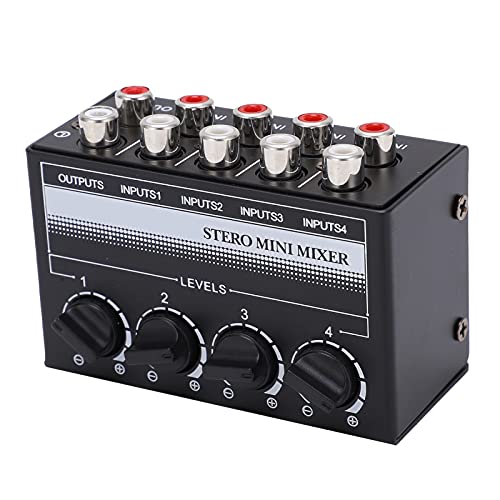 Yctze Stereo Mini Mixer Controlador de Señal de Audio Pasivo - Hub de 4 Canales para Rendimiento al Aire Libre con Control de Volumen, 4 Entradas y Salidas miniatura 6