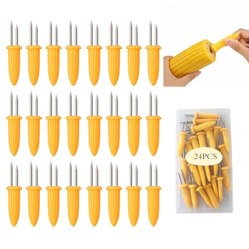 Corn on The Cob Holders Stainless Steel Heat Resistant Non Slip Barbecue Corn Prongs Skewers for BBQ Cooking Birthday Party (20 3.54IN)