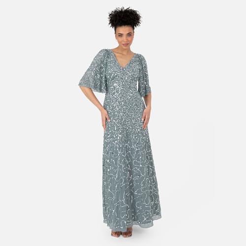 Robe maxi de mariée et cocktail coupe trapèze à manches courtes amples - 6