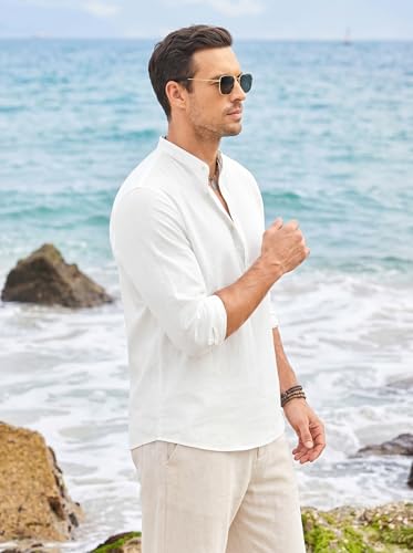 Image of ROYALSCOUT Men's Short Kurta | Solid Mandarin Collar Full Sleeve Pullover Style Kurta | Regular Fit Casual Ethnic Wear for Men
