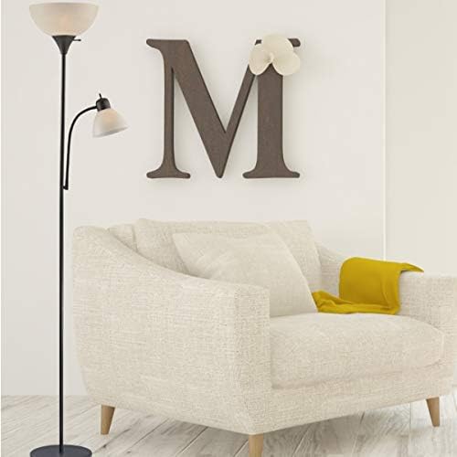 Adjustable Floor Lamp with Reading Light By Light Accents - Susan Modern Standing Lamp For Living Room/Office Lamp 180 cm Tall - 150-watt With Side Reading Light Corner Lamp (Black)