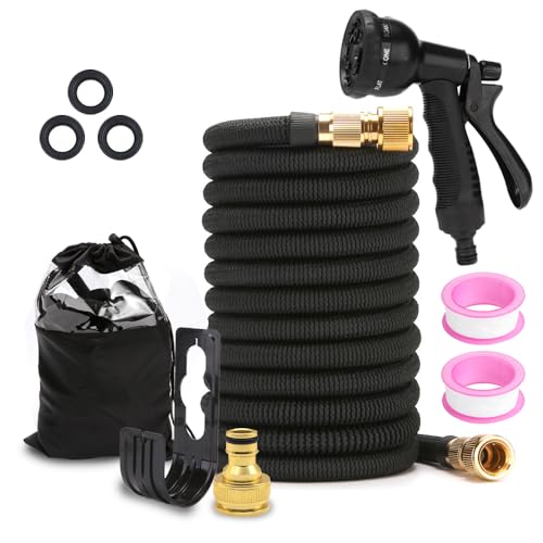 WDKXCN Tuyau Arrosage Extensible, 15m Tuyau darrosage Flexible avec 8 Modèle darrosage, Tuyaux darrosage avec Connecteurs en Laiton Massif, Tuyau Extensible pour lirrigation et le Jardinage