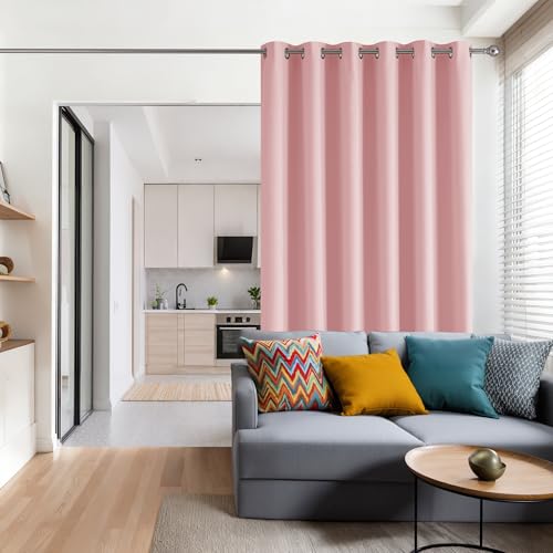 Image of RYB HOME Blackout Thermal Insulated Curtains, Portable Curtain for Sliding Glass Door /Storage /Space Room Divider, Large Window Treatment Room Divider Panel, W80 x L84, Pink, 1 Panel