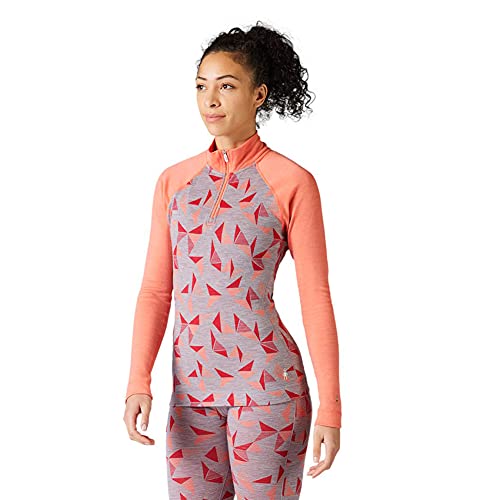 Smartwool Women’s Merino 250 Pattern 1/4 Zip Long Sleeve Base Layer – Moisture-Wicking Merino Wool Top for Skiing, Hiking, Biking & Cold Weather Outdoor Activities – Light Gray Pinwheel, L