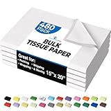 Party Solids White Tissue Paper for Gift Bags - 15' X 20' Bulk Tissue Paper White 480 Sheets - 10lb Newsprint...