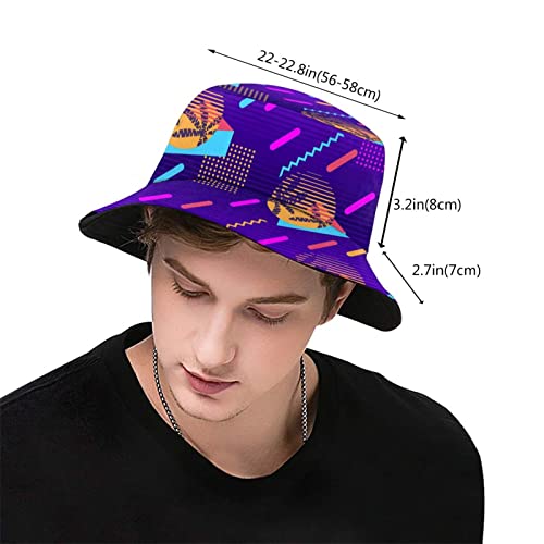 Funny Retro 80S 90S Bucket Hats Fashion Sun Cap Packable Outdoor Memphis Style Fisherman Hat For Women And Men #TOP2