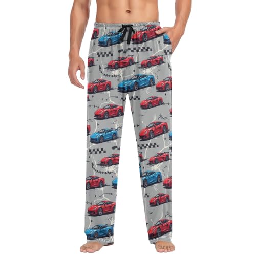 Red Blue Sportcar Truck Pajama Pants Cracked Arrow Race Cars Men's Pajama Bottoms Lounge Sleepwear PJs Sleep Pants XL3
