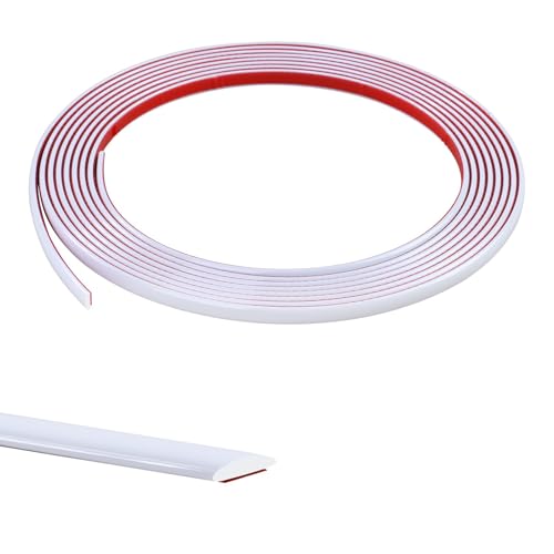 5M Moulure Décorative Autoadhésive Bord de Papier Peint Carrelage Miroir Mur Plafond Armoire Baguette de Finition PVC Bandes de Calfeutrage Bande Décoration Murale,8mm Blanc