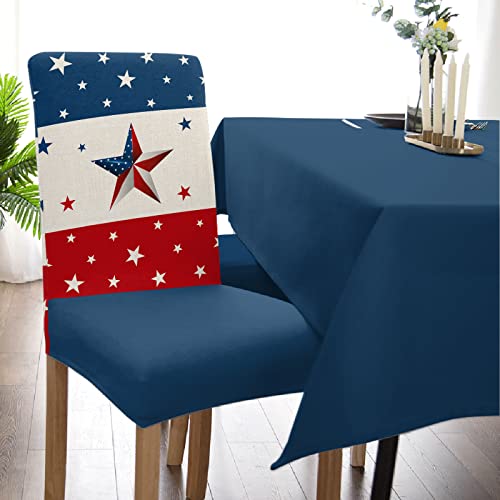 American Flag Dining Room Chair Covers Set Of 4 Independence Day 4Th Of July Patriot Star Chair Seats Protector Slipcovers Stretch Removable Stripe Chair Covers For Kitchen/Ceremony/Banquet/Hotel #TOP4