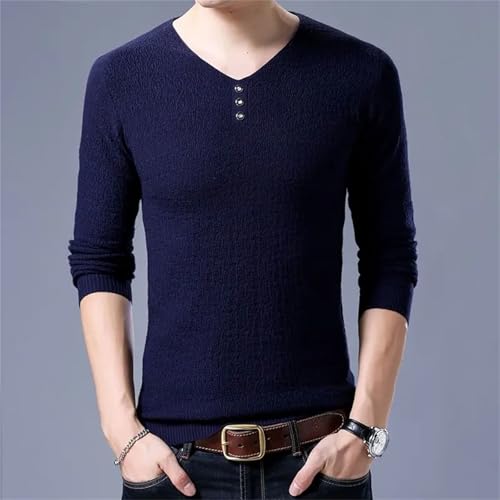 V Neck Street Wear Tops Mens Trending Mercerized Cotton Long Sleeve Fashion Casual Comfortable3