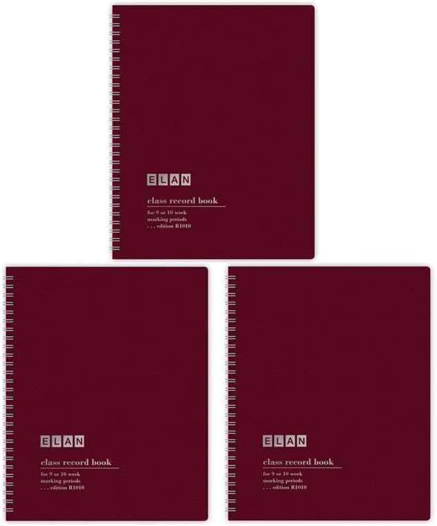 Class Record Book, Grades for 9-10 Weeks, 50 Student Names, Pack of 3