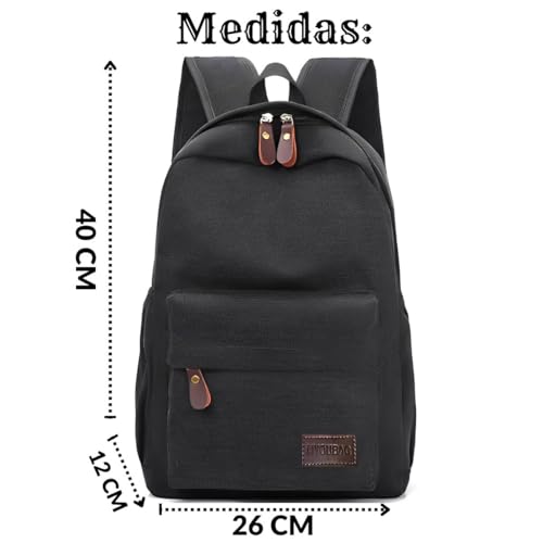Mochila Masulina Feminina de Lona Viagens Acampamento com Espaço Interno Super Confortavel (Preto)