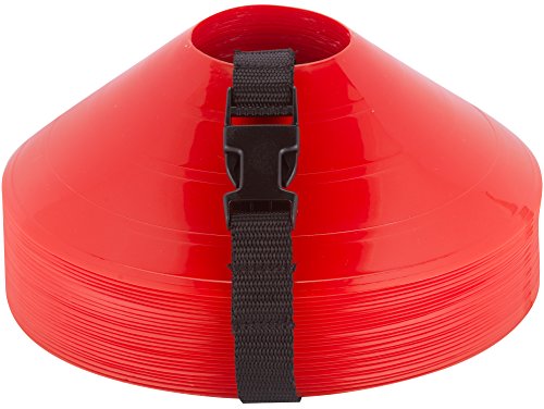 American Challenge Disc Cones – Set of 25 Agility Cones for Sports Training – 2" Tall, 7" Base Soccer Cones with Carry Strap for Drills & Practice - Thumbnail 2