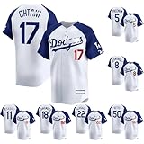 [RWRAPS] ドジャース 野球ユニフォーム ブルー袖 青い袖 2年連続優勝 フリーマン ヘルナンデス 佐々木朗希 大谷翔平 山本由伸 カーショウ ベッツ 非公式 野球 男女兼用 練習着 記念シャツ レプリカ (S,1)