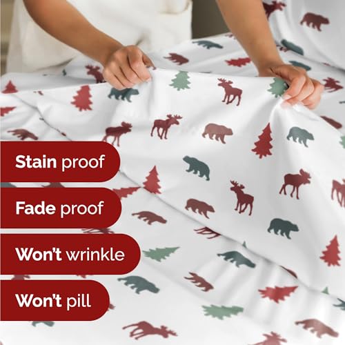 Twin Christmas Winter Animals Sheet Set - Holiday Xmas Pattern Bedding Set - Deep Pockets - Snug Fit - 3 Piece - Wrinkle Free - Cooling Comfy Festive Winter Holiday Sheets for Women, Men, Kids & Teens