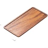 Bandeja rectangular de madera de nogal con bordes lisos y base plana, para servir aperitivos, té y organizar frutas secas en el hogar (A)
