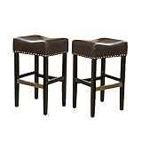 Christopher Knight Home Louigi Backless Leather Barstools, 2-Pcs Set, Brown