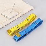 Soft Tape Measure 2-Pack, Double Scale 60 Inch 150 Cm Flexible Body Sewing Fabric Cloth Tailor Vinyl Ruler for Weight Loss Measurement, Includes Centimeter on Reverse, Portable White
