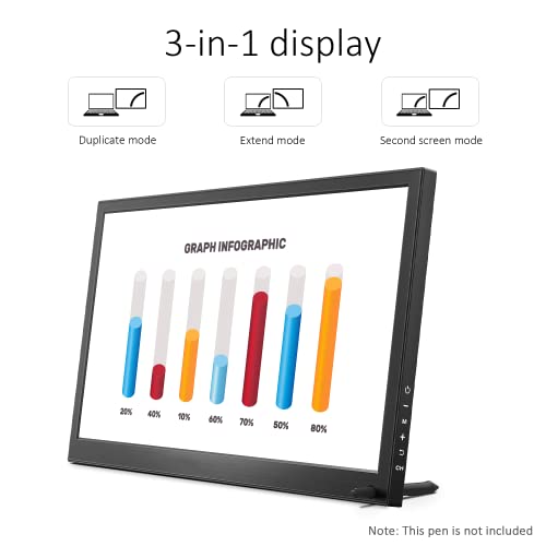 Image of Portable Monitor 13.3 Inch 1080P USB-C HDMI Ultra Slim Travel Monitor with Protective Cover & Speakers, Plug&Play External Screen for Laptop /PC /Phone /Mac