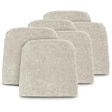 Pack 6 Cojines para Silla 42X40x36x4cm - Cojín Decorativo de Chenilla de tejido liso para Silla, Sofá o Comedor - Juego de Cojines de Asiento con Cintas de Sujeción,Fabricado en España,100% poliester