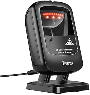 Eyoyo Handsfree 1D 2D Desktop Barcode Scanner, Omnidirectional Wired Desk Scanner with USB Cable, Automatic Image Screen Bar Code Reader for Supermarket Library Retail Store
