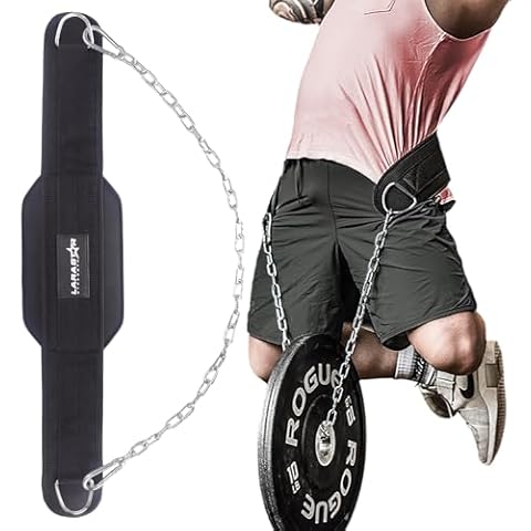 LARA STAR Dip Belt for Weightlifting, Weight Belt for Pull-Ups, Powerlifting, Squats, and Bodybuilding – Heavy-Duty Steel Chain, Neoprene Support, Lifts up to 650 lbs. Cover
