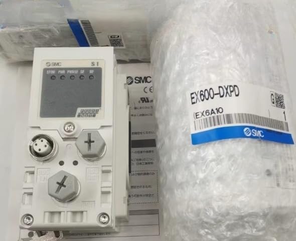 Close-up of the bus connector on the SMC Valve Island Module EX245-SDN1-X35.