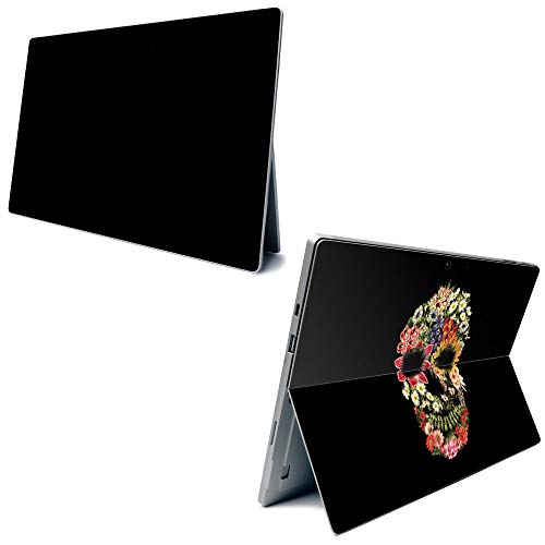 Image of MightySkins Carbon Fiber Skin for Microsoft Surface Pro 7 - Floral Skull | Textured Carbon Fiber Finish | Easy to Apply, Remove, and Change Styles | Made in The USA