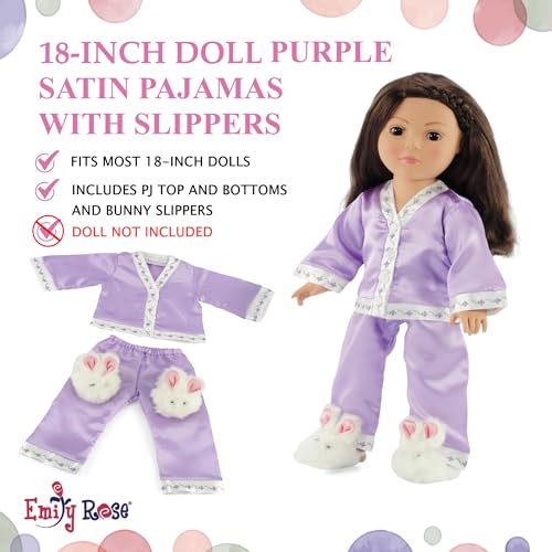 Emily Rose Doll Clothes 18 inch Doll PJs Pajamas Accessories Toy Gift Set Collection for Girls Kids | 18\" Doll Clothing PJ Outfit with 18\" Doll Bunny Slippers Accessory! | Gift Boxed!