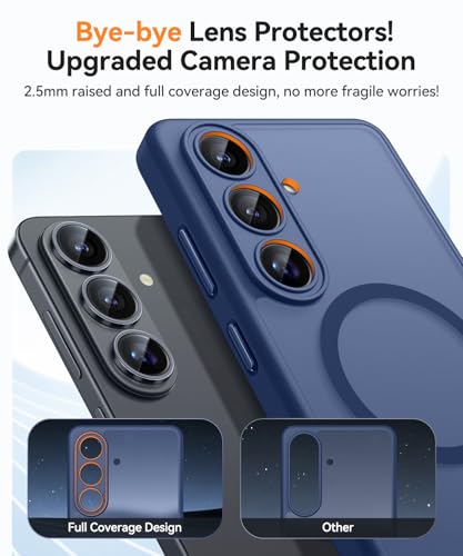 Image of CANSHN Designed for Samsung Galaxy S26 Case (6.3 inch), Upgraded [Full Camera Protection] [Compatible with Magsafe] [Translucent Matte] Shockproof Protective Phone Cover, Deep Blue