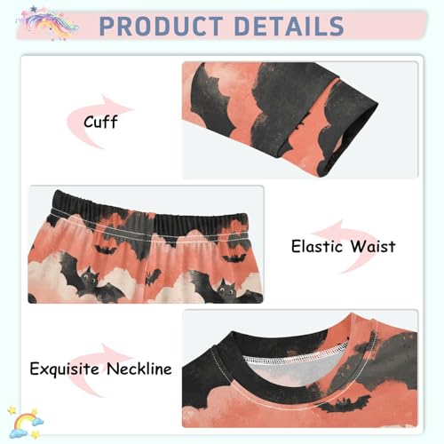 Pajama Sets Long Sleeve Bats Flying Among Clouds Soft Comfy Sleepwear 2 Piece PJS 3-8T4