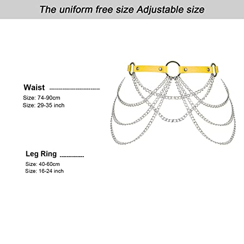 Women's Body Harness Fashion Leather Garter Belt Waist Metal chain Punk Belt Christmas Festival Dance Costume4