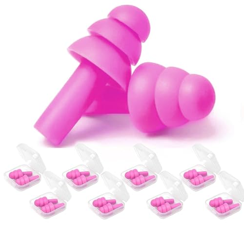 Image of Ear Plugs for Sleeping, 8 Pairs Noise Canceling Soft Reusable Silicone Earplugs Waterproof Noise Reduction Earplugs for Sleeping, Swimming, Snoring, Concerts, Work, Noisy Places