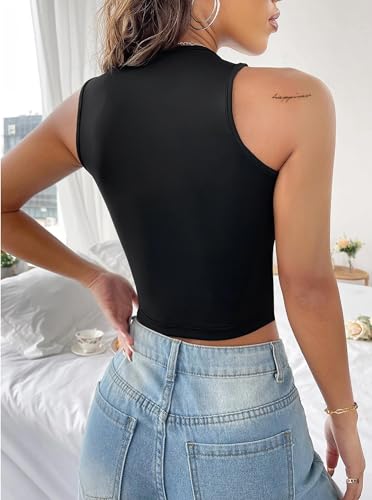 LovelyWholesale Women Sexy Cut Out Crop Tank Tops Crew Neck Summer Sleeveless Top3