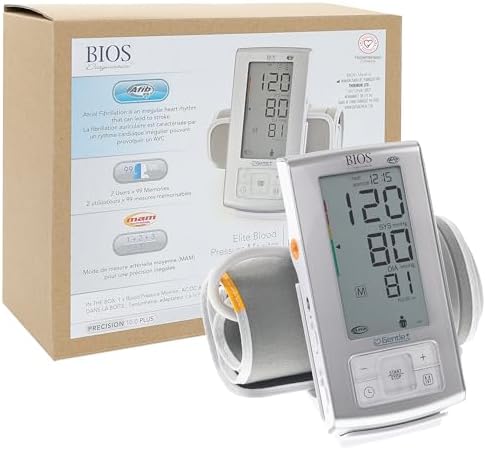BIOS Diagnostics Elite Blood Pressure Monitor w/ Atrial Fibrillation Screening, AFIB Monitor, Home Blood Pressure Monitor, 2 Users 99 memory, Clinical Accuracy, Home Use, #1 Canadian Blood Pressure Manufacturer*