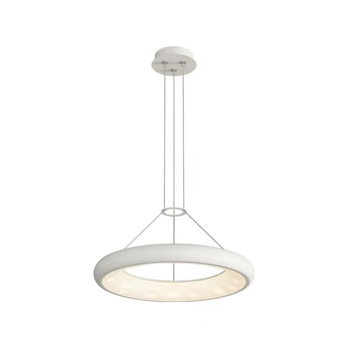 Lustre de luxe circulaire moderne LED blanc suspension 46,5 pouces plafonnier 35W réglable