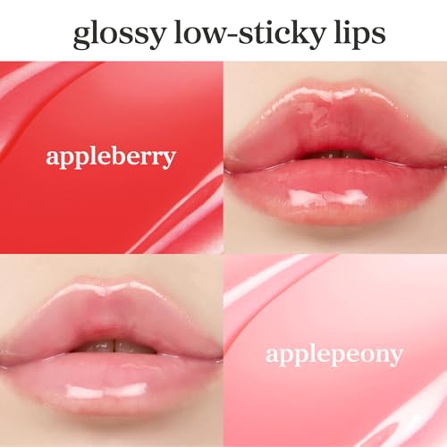 Image of NOONI Korean Lip Oil Set - Appleberry & Applepeony - Long-Lasting, Moisturizing, Revitalizing - Waterproof, No Peel Off, Stocking Stuffers (3EA, 0.12 fl oz)