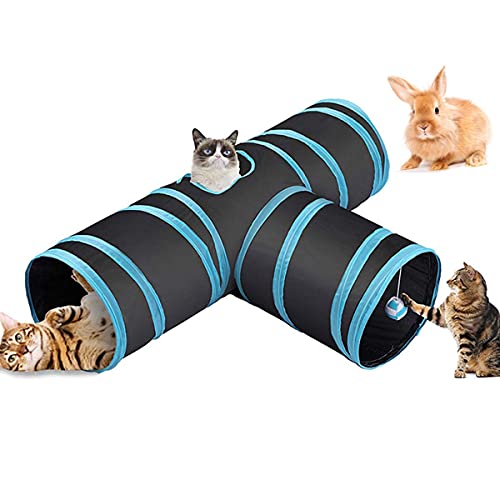 Fhodigogo Katzentunnel-Spielzeug, Kaninchentunnel, Kaninchen-Spielzeug, Kätzchen-Tunnel, 3-Wege-Katzen-Pop-Up-Tunnel, Hamster, kleine Hunde mit...
