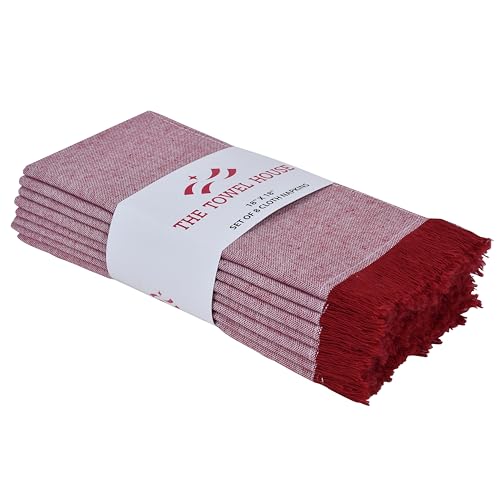 Set de 8 Servilletas de Algodón Rojo 18x18 Pulgadas miniatura 1