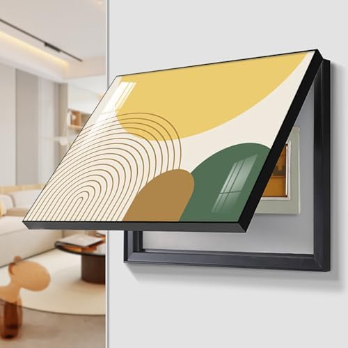 Elegant Black Decorative Electrical Panel Cover - DIY Crystal Porcelain Art for Breaker Box, 45x35cm - Chic Home Wall Decor for Modern Interiors & Hotels
