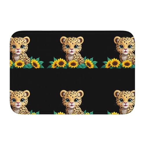 Tapis de sol ourlet grand format antidérapant imprimé léopard - 2