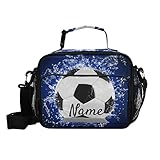 Glaphy Custom Soccer Lunch Bag for Boys Kids, Football Personalized Your Name Lunch Tote Bags Insula
