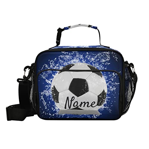 Glaphy Custom Soccer Lunch Bag For Boys Kids, Football Personalized Your Name Lunch Tote Bags Insulated Lunch Box For Office Work School Picnic #TOP17