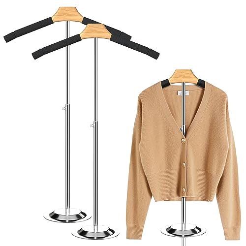 Adjustable T Shirt Display Adult for Vendors 2Pcs,18-31.1 In Flexible Shirt Rack Shoulder Stand, Portable Hanging Black Metal Clothes Display, Hanger Rack for Clothing Dress Garment Coat Retail