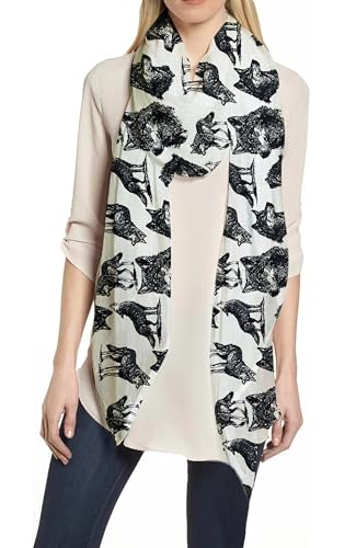 Lina & Lily Wolf Animal Print Women's Scarf Shawl Wrap Lightweight