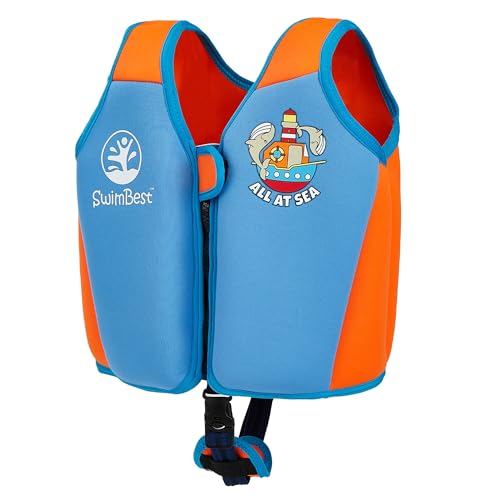 SwimBest Chaleco de Natación - Chaleco de Flotación/Ayuda a la Flotabilidad con Correa de Seguridad y Flotadores Desmontables (All at Sea III, L (19-30kgs))
