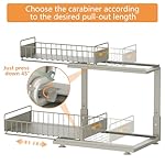 Under Sink Organizer, High Adjustable 2 Tier Under Kitchen Sink Organizer, Multi-Purpose Storage Shelf for Kitchen Bathroom Cabinet, Gray - Image 5