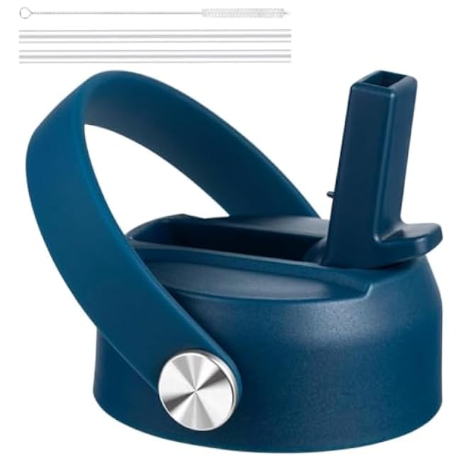 Straw Lid for Hydro Flask Wide Mouth Water Bottles, Top Lids with Straw Compatible with Hydro Flask 32 40 oz, Replacement Cap Wide Mouth Accessories Flip Lid Flex Handle