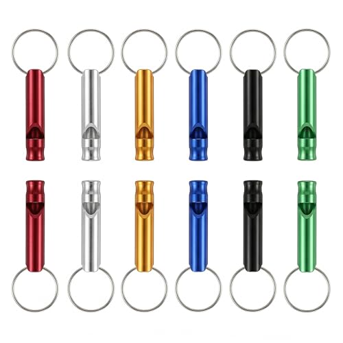 NOVAHAUS Emergency Whistle with Keychain, Extra Loud Aluminum Safety Whistles, Survival Whistles for Camping Hiking Boating Hunting Fishing Training Outdoor Sports Multicolor Light Whistle