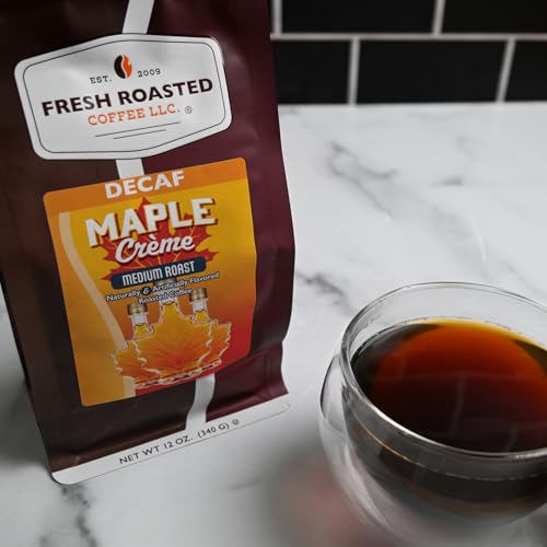 Image of Fresh Roasted Coffee, Decaf Maple Creme Flavored Drip Ground Coffee, Medium Roast, Kosher, 12 oz